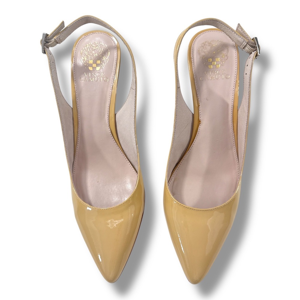 Vince Camuto Stefania Slingback Pumps Petal Nude Patent Leather Heels 10.5M‎ EUC - Picture 9 of 11